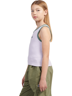New Balance Kids' Contrast Trim Ribbed Tank Top, Bright Lavender - view 2, Bright Lavender