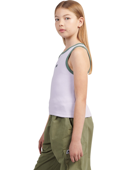 New Balance Kids' Contrast Trim Ribbed Tank Top, Bright Lavender - view 2, Bright Lavender