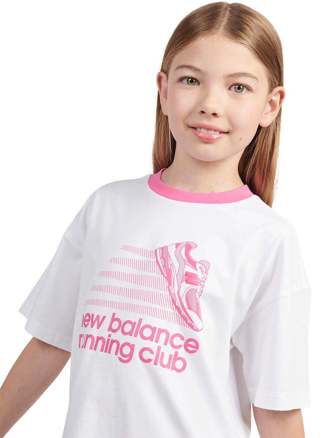 Product image 2 of 9, which shows New Balance Kids' Running Club Graphic T-Shirt, Bright White, 7-8 years