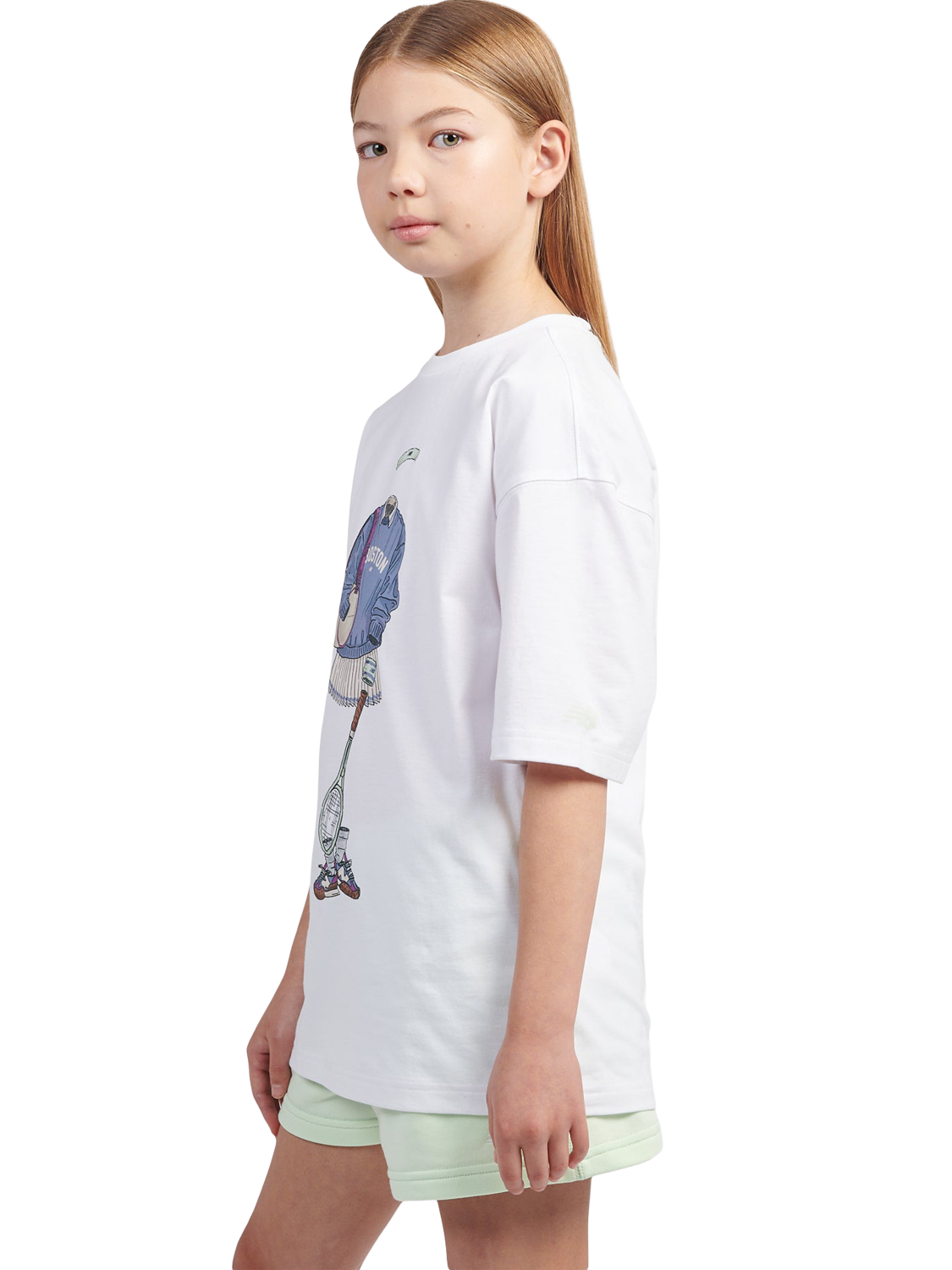 Product image 2 of 10, which shows New Balance Kids' Tennis Outfit T-Shirt, Bright White, 7-8 years