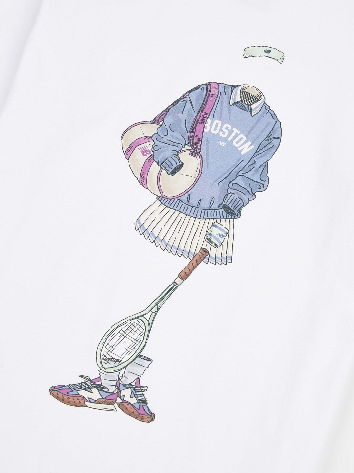 Product image 9 of 10, which shows New Balance Kids' Tennis Outfit T-Shirt, Bright White, 7-8 years