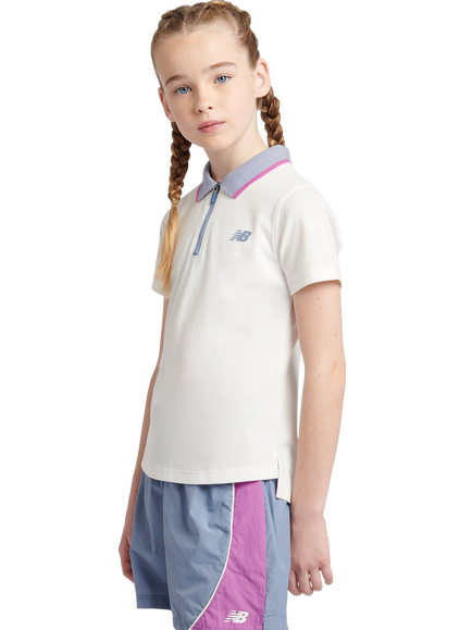 New Balance Kids' Cotton Tennis Quarter-Zip Polo Shirt, Bright White - view 2, Bright White