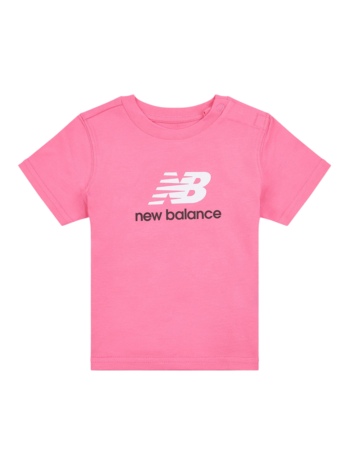 Product image 1 of 3, which shows New Balance Kids' Stacked Logo Crew Neck T-Shirt, Dragon Berry, 12 months