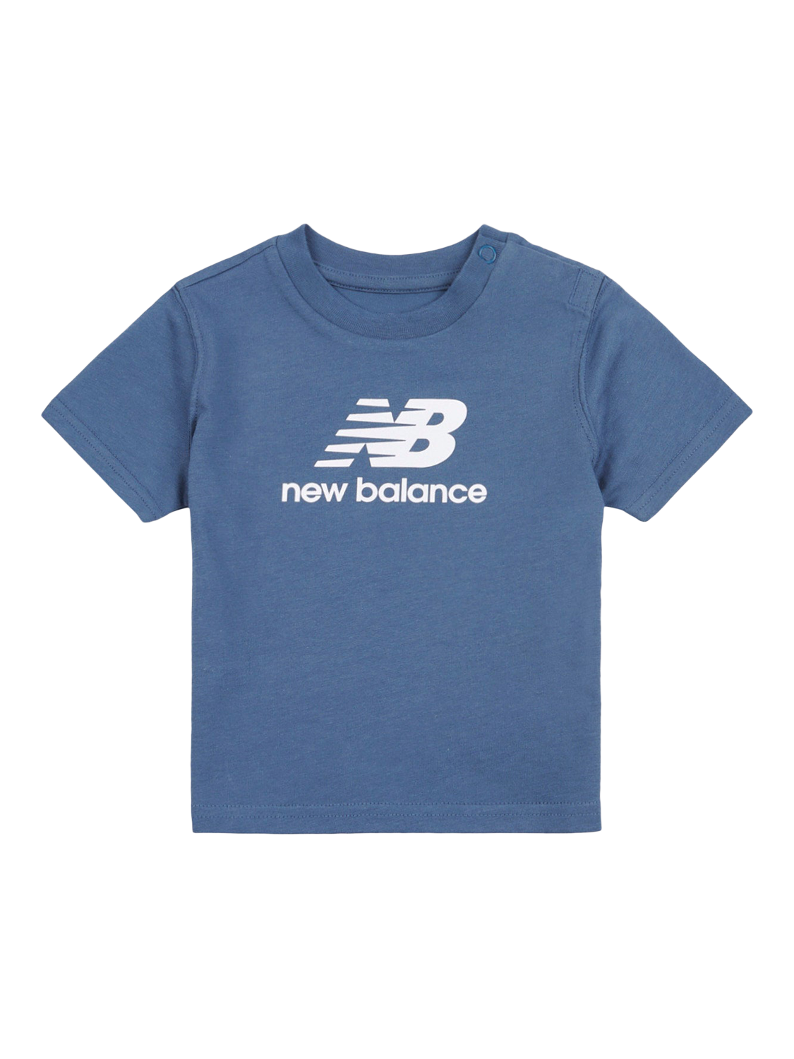 Product image 1 of 3, which shows New Balance Kids' Cotton Stack Logo T-Shirt, Vintage Indigo, 12 months