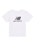 New Balance Kids' Stacked Logo Crew Neck T-Shirt, Bright White