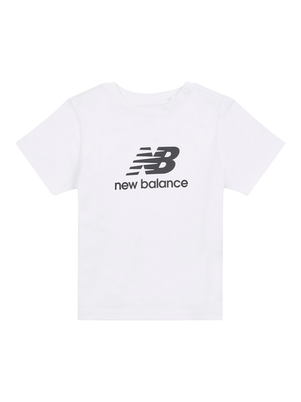 New Balance Kids' Stacked Logo Crew Neck T-Shirt, Bright White
