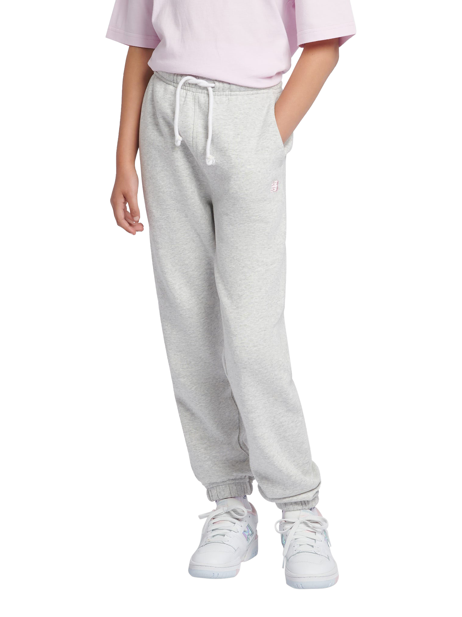 Product image 1 of 6, which shows New Balance Kids' Logo Joggers, Ash Heather, 7-8 years