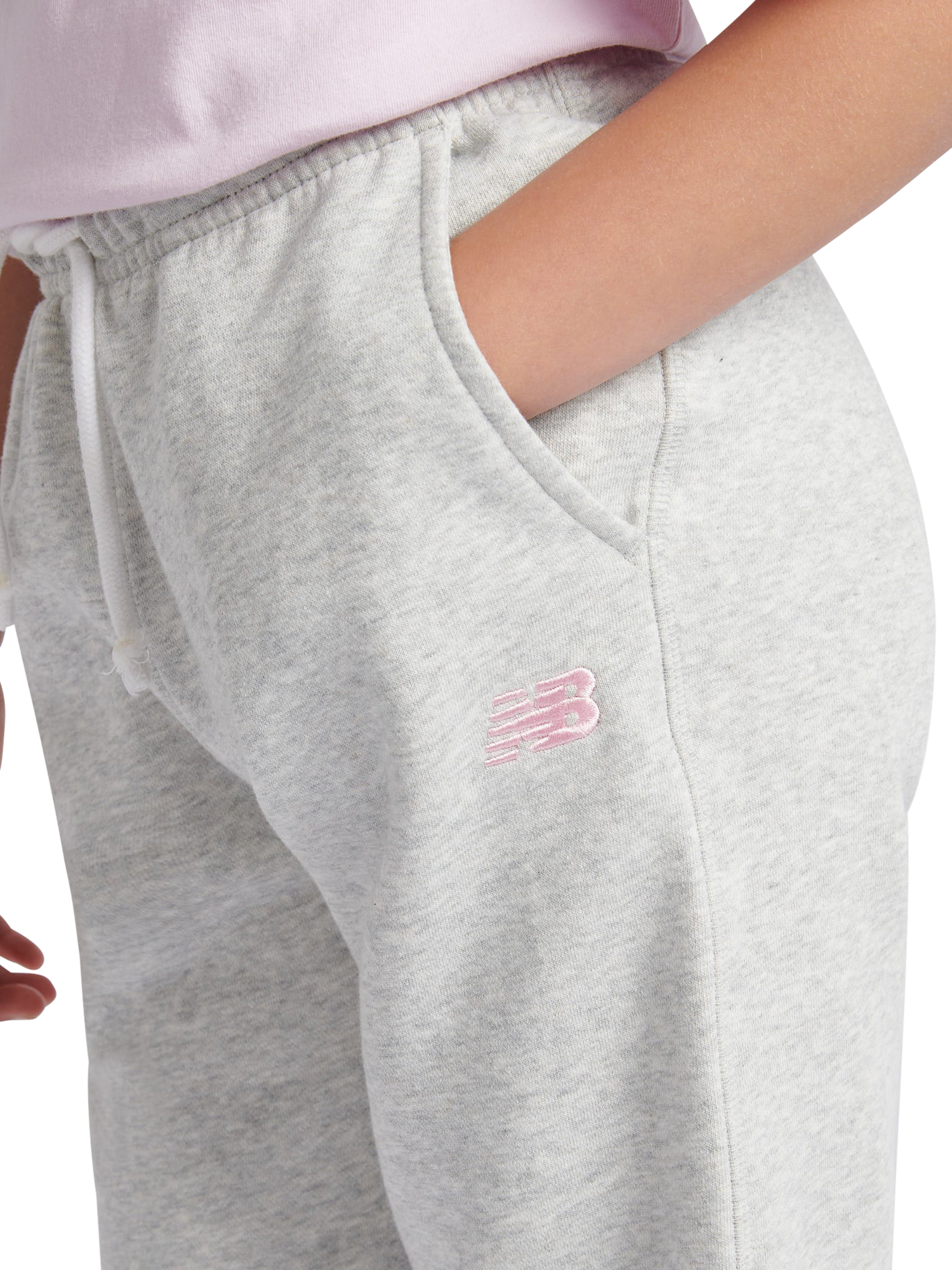 Product image 2 of 6, which shows New Balance Kids' Logo Joggers, Ash Heather, 7-8 years