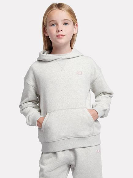 New Balance Kids' Cotton Blend Hoodie,  Ash Heather, Ash Heather