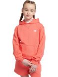 New Balance Kids' French Terry Small Logo Hoodie, Drift Red