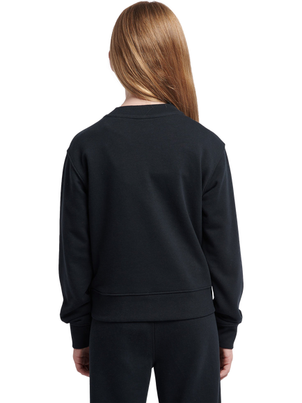 New Balance Kids' French Terry Stacked Logo Crew Sweatshirt - view 2, Caviar