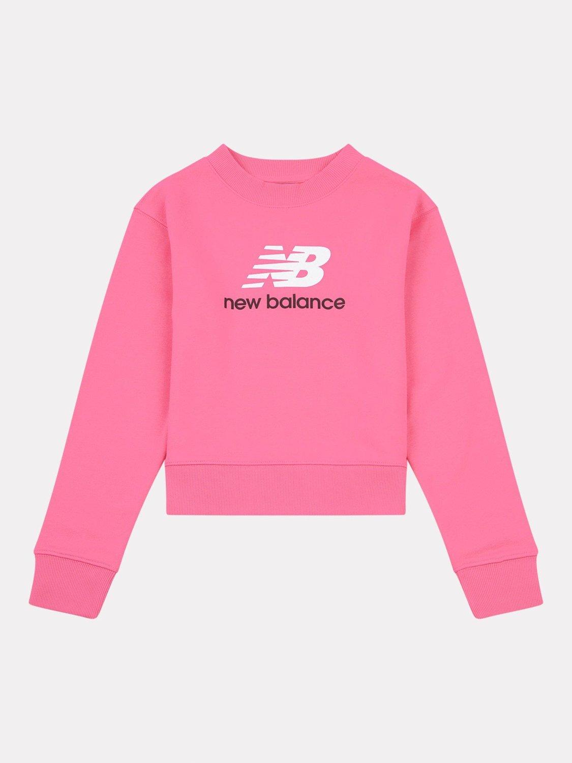Product image 1 of 3, which shows New Balance Kids' French Terry Stacked Logo Crew Neck Sweatshirt, Dragon Berry, 7-8 years
