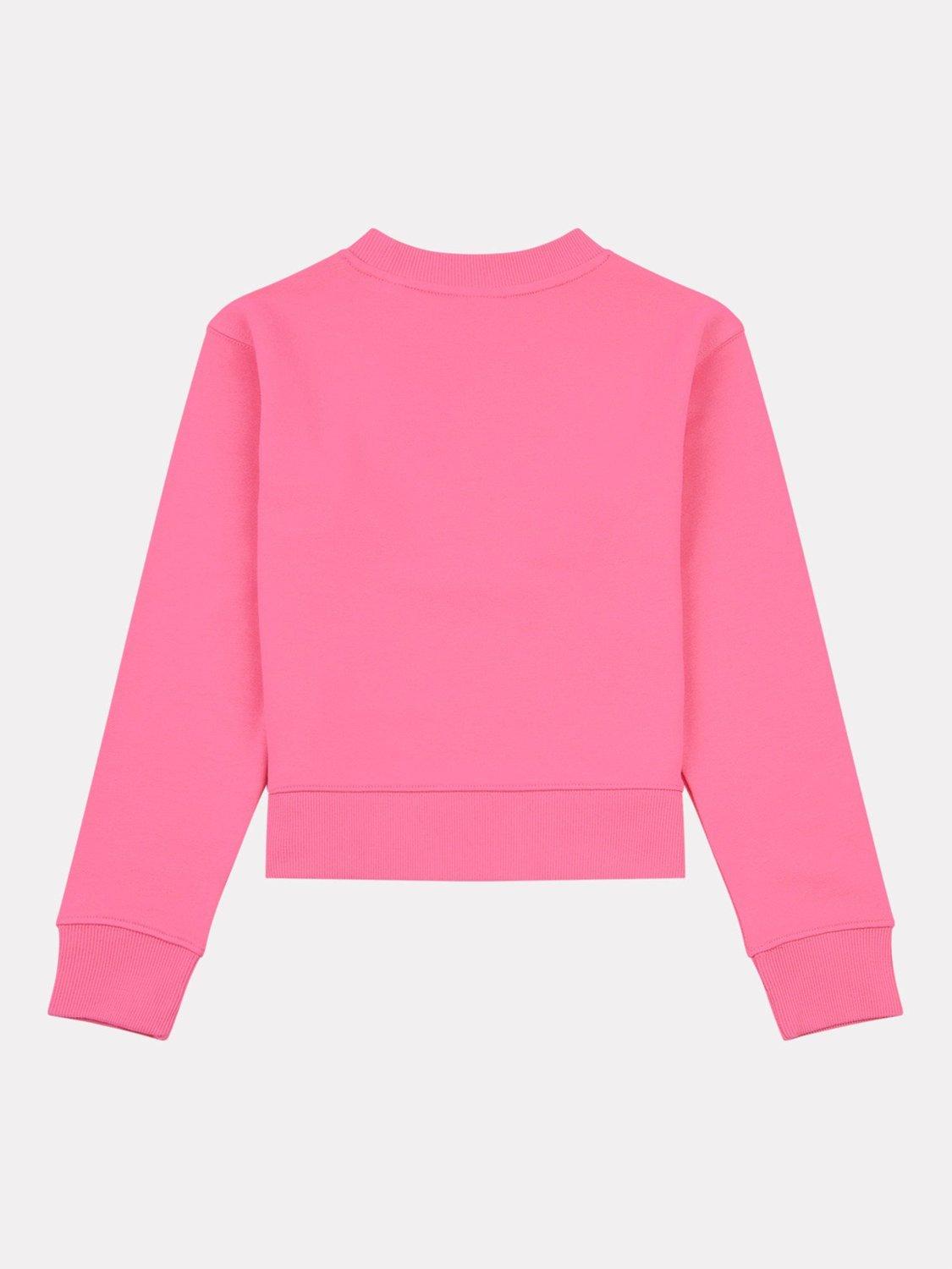 Product image 2 of 3, which shows New Balance Kids' French Terry Stacked Logo Crew Neck Sweatshirt, Dragon Berry, 7-8 years
