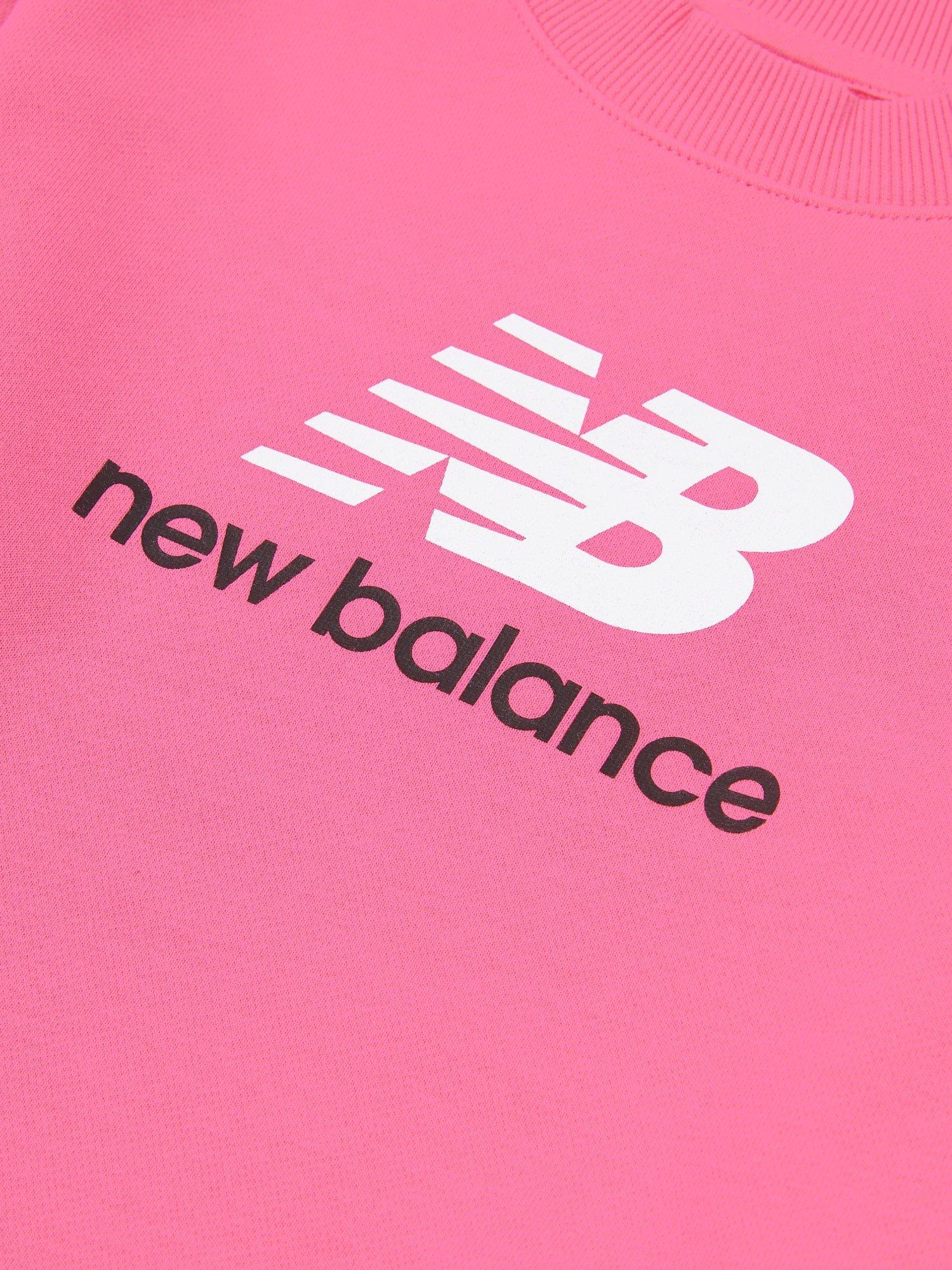 Product image 3 of 3, which shows New Balance Kids' French Terry Stacked Logo Crew Neck Sweatshirt, Dragon Berry, 7-8 years