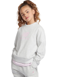 New Balance Kids' French Terry Stacked Logo Crew Sweatshirt, Ash Heather