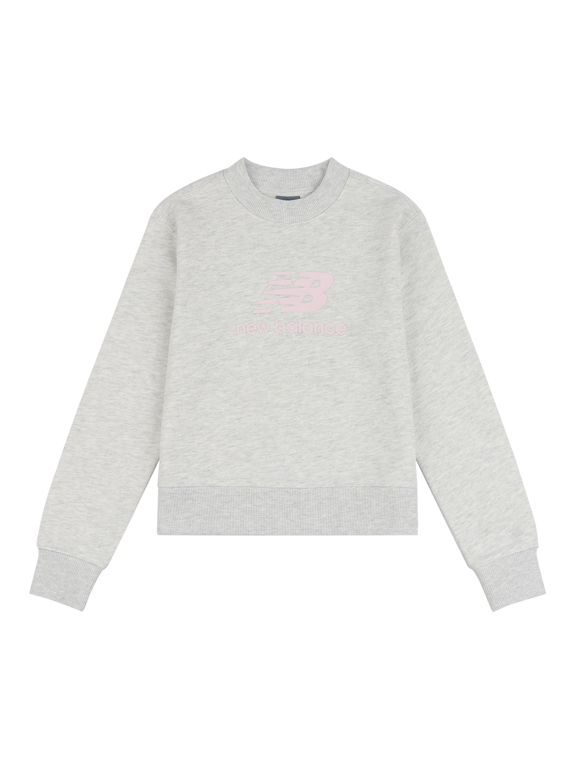 Product image 6 of 8, which shows New Balance Kids' French Terry Stacked Logo Crew Sweatshirt, Ash Heather, 3-4 years