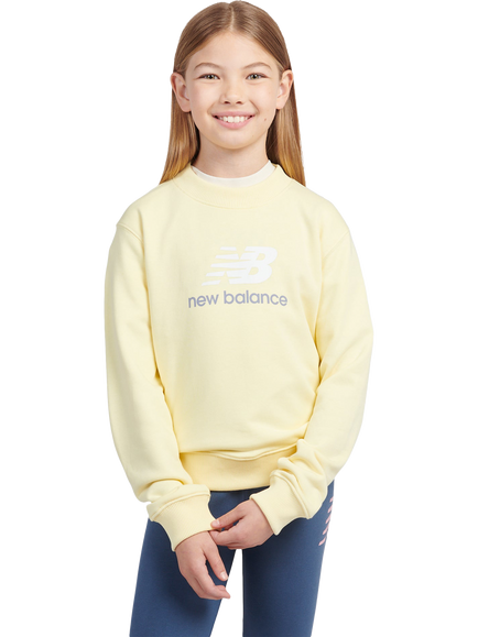 New Balance Kids' French Terry Stacked Logo Crew Sweatshirt, Parchment, Parchment