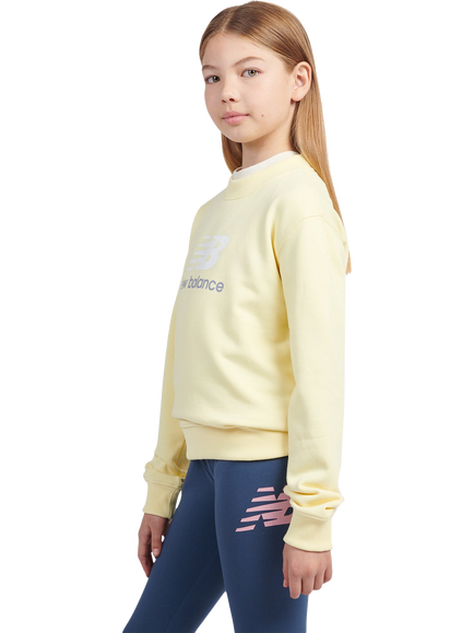 New Balance Kids' French Terry Stacked Logo Crew Sweatshirt, Parchment - view 2, Parchment