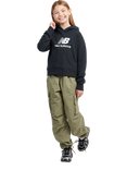 New Balance Kids' French Terry Stacked Logo Hoodie, Caviar