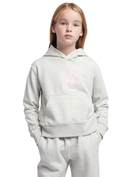New Balance Kids' French Terry Stacked Logo Hoodie, Ash Heather