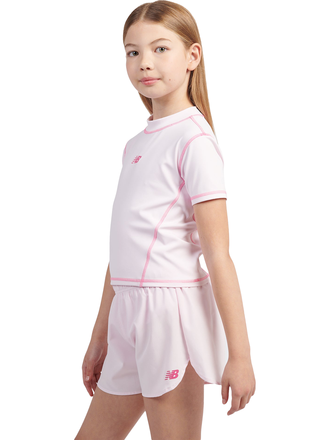 Product image 2 of 8, which shows New Balance Kids' Harmony Fitted T-Shirt, Light Raspberry, 7-8 years
