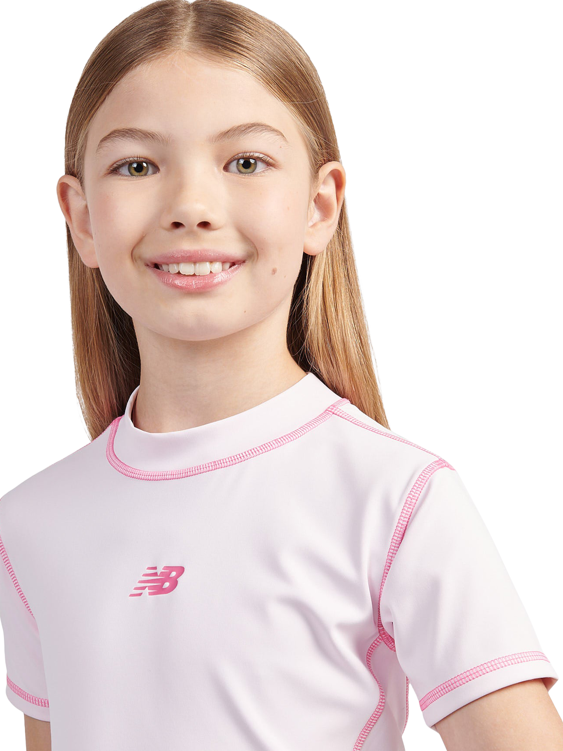Product image 4 of 8, which shows New Balance Kids' Harmony Fitted T-Shirt, Light Raspberry, 7-8 years