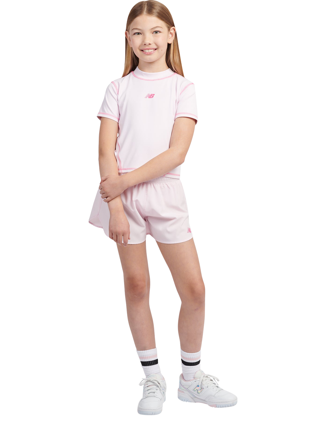 Product image 5 of 8, which shows New Balance Kids' Harmony Fitted T-Shirt, Light Raspberry, 7-8 years