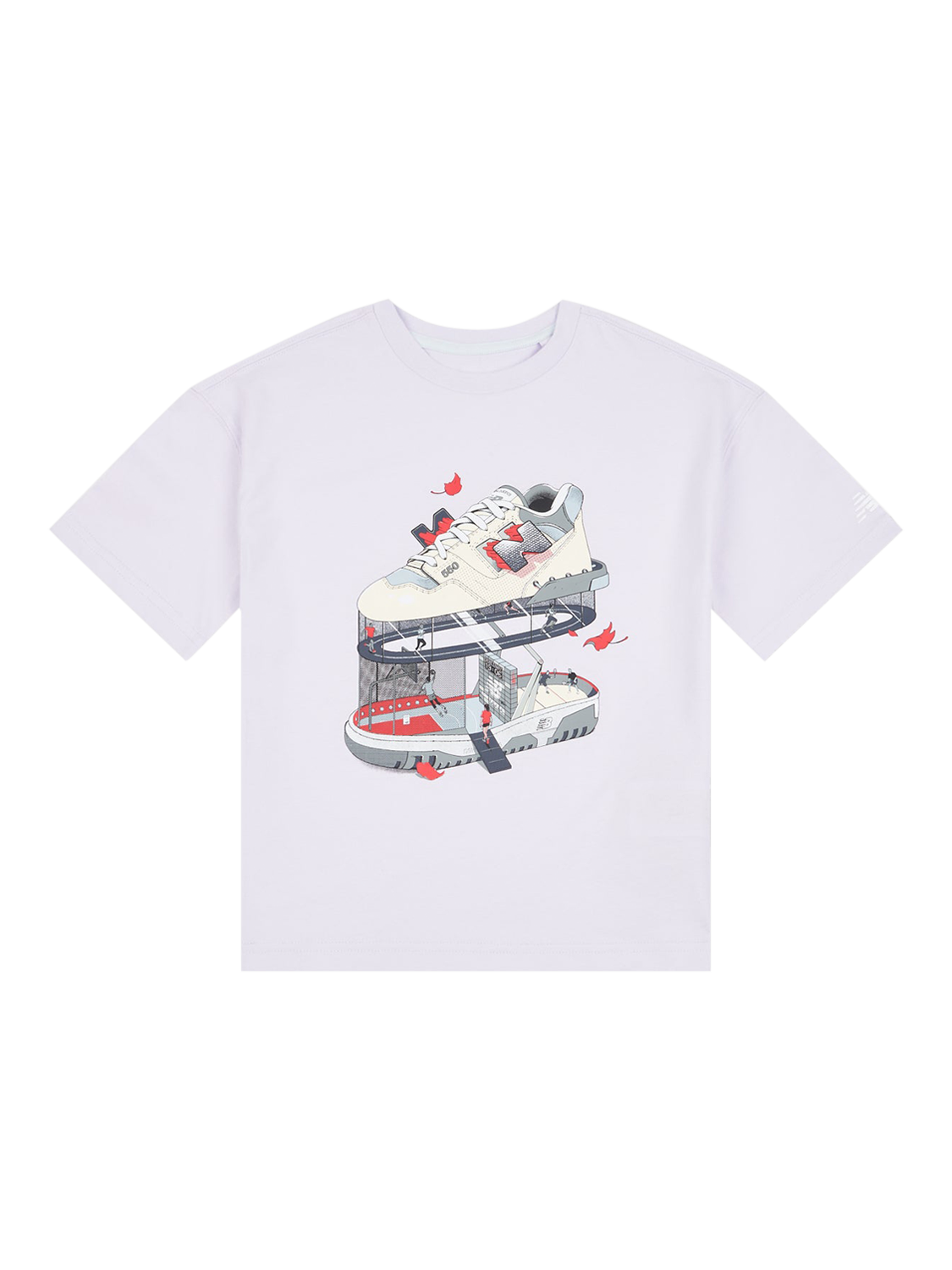 Product image 1 of 3, which shows New Balance Kids' Fitness Centre Illustrated Graphic T-Shirt, Bright Lavender, 7-8 years