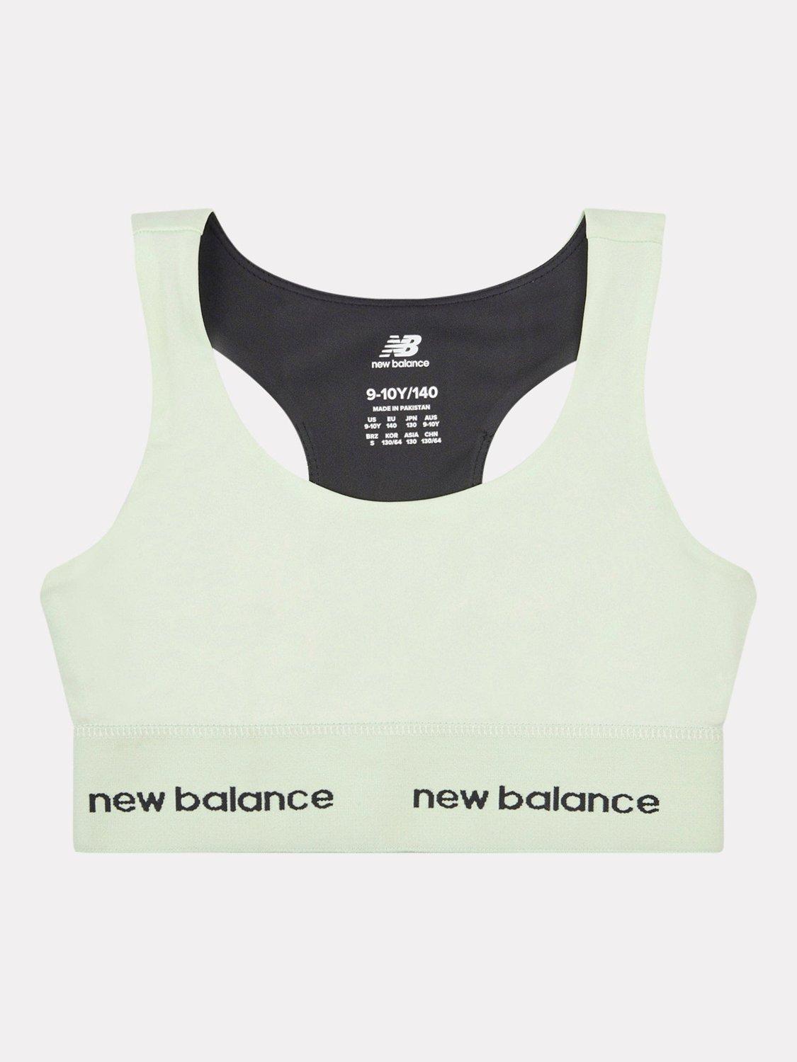 Product image 1 of 3, which shows New Balance Kids' Harmony Racerback Bra, Melon Water, 7-8 years