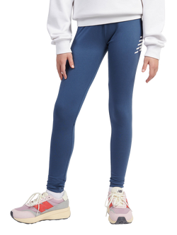 New Balance Kids' Stacked Logo Leggings, Vintage Indigo, Vintage Indigo