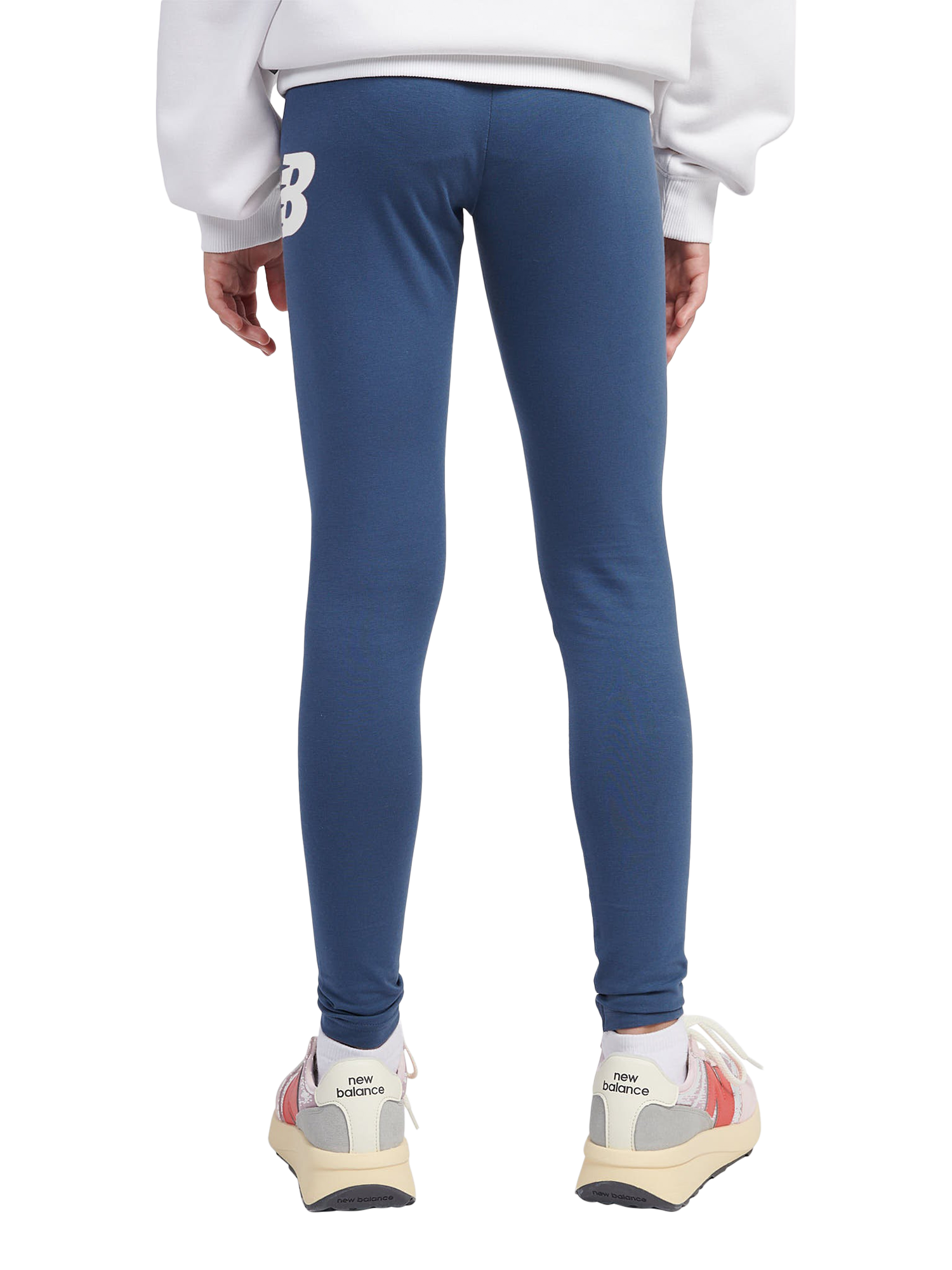 Product image 3 of 8, which shows New Balance Kids' Stacked Logo Leggings, Vintage Indigo, 7-8 years
