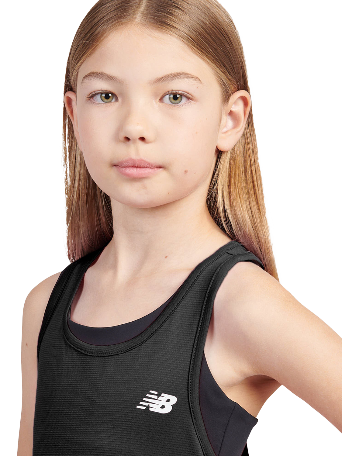 Product image 4 of 8, which shows New Balance Kids' Athletic Tank Top, Caviar, 7-8 years