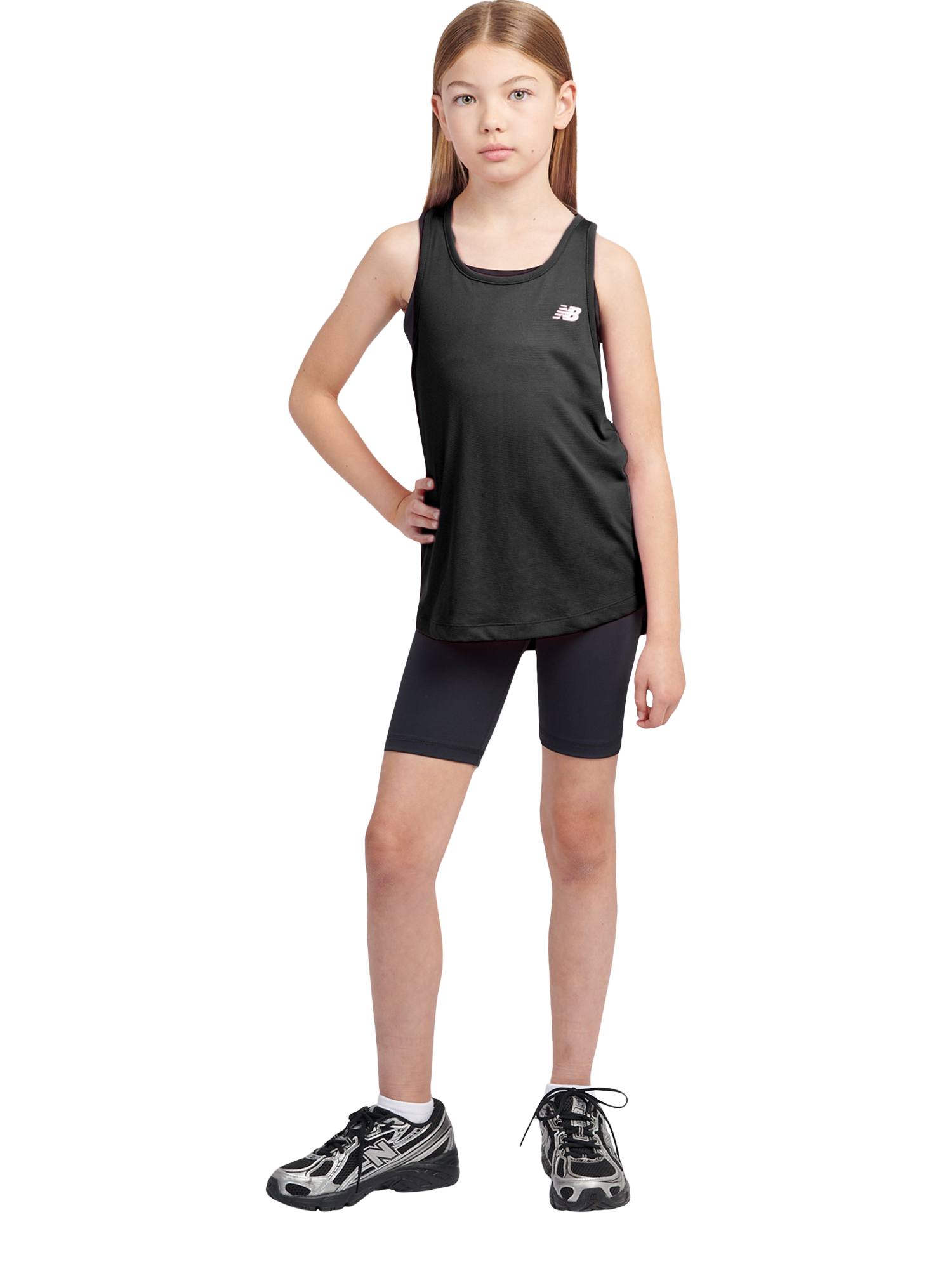 Product image 5 of 8, which shows New Balance Kids' Athletic Tank Top, Caviar, 7-8 years