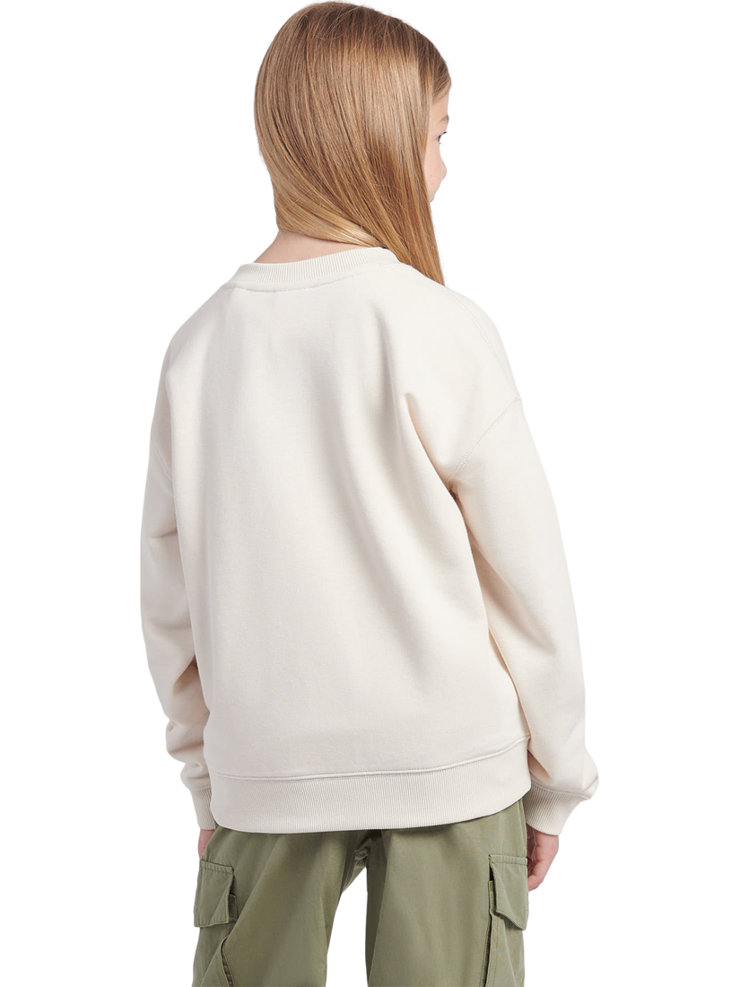 Product image 3 of 5, which shows New Balance Kids' French Terry Small Logo Long Sleeve Crew Neck Sweatshirt, Linen, 7-8 years