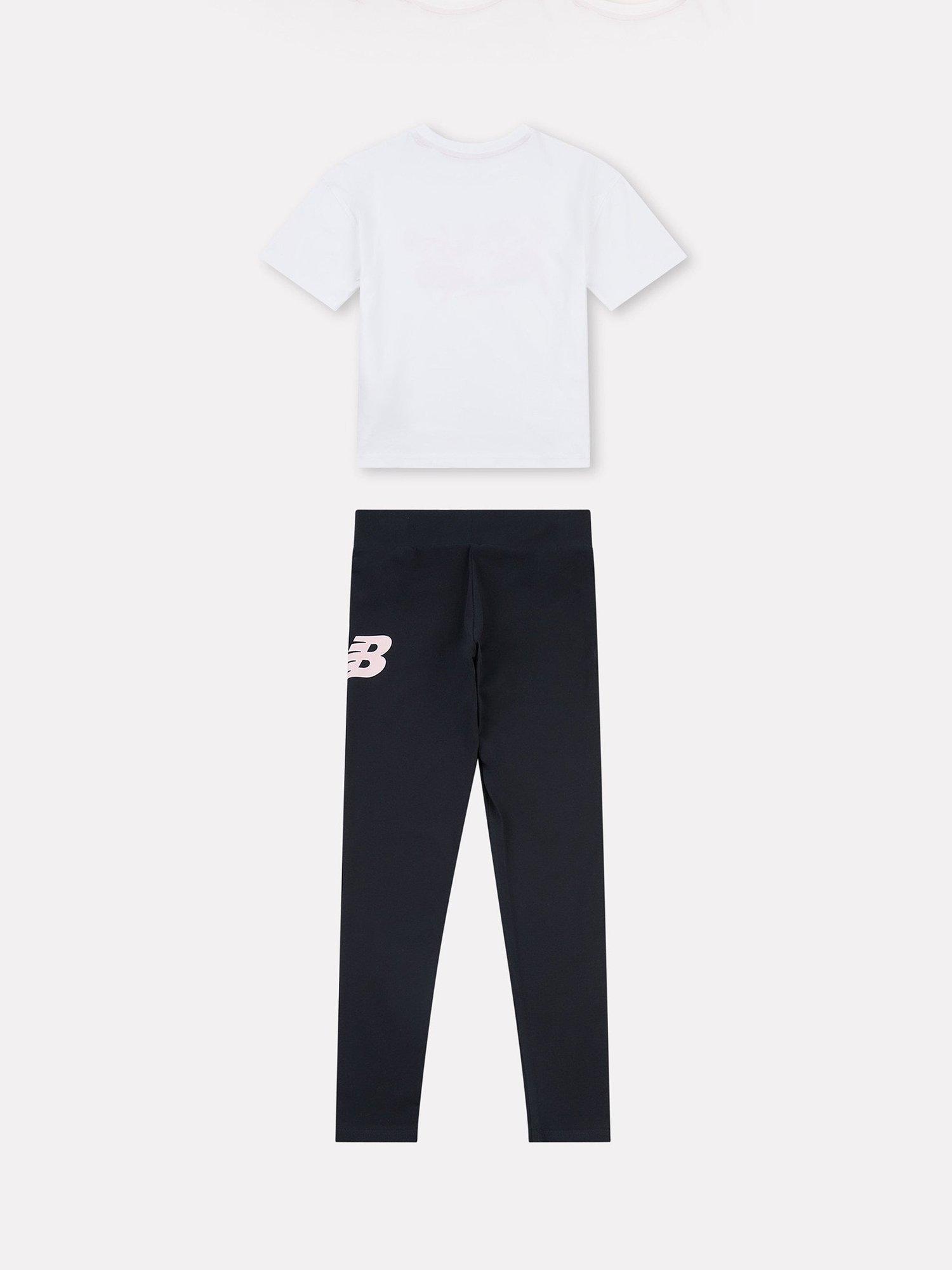 Product image 2 of 5, which shows New Balance Kids' Floral Shoe Graphic Tee and Leggings, Bright White, 7-8 years
