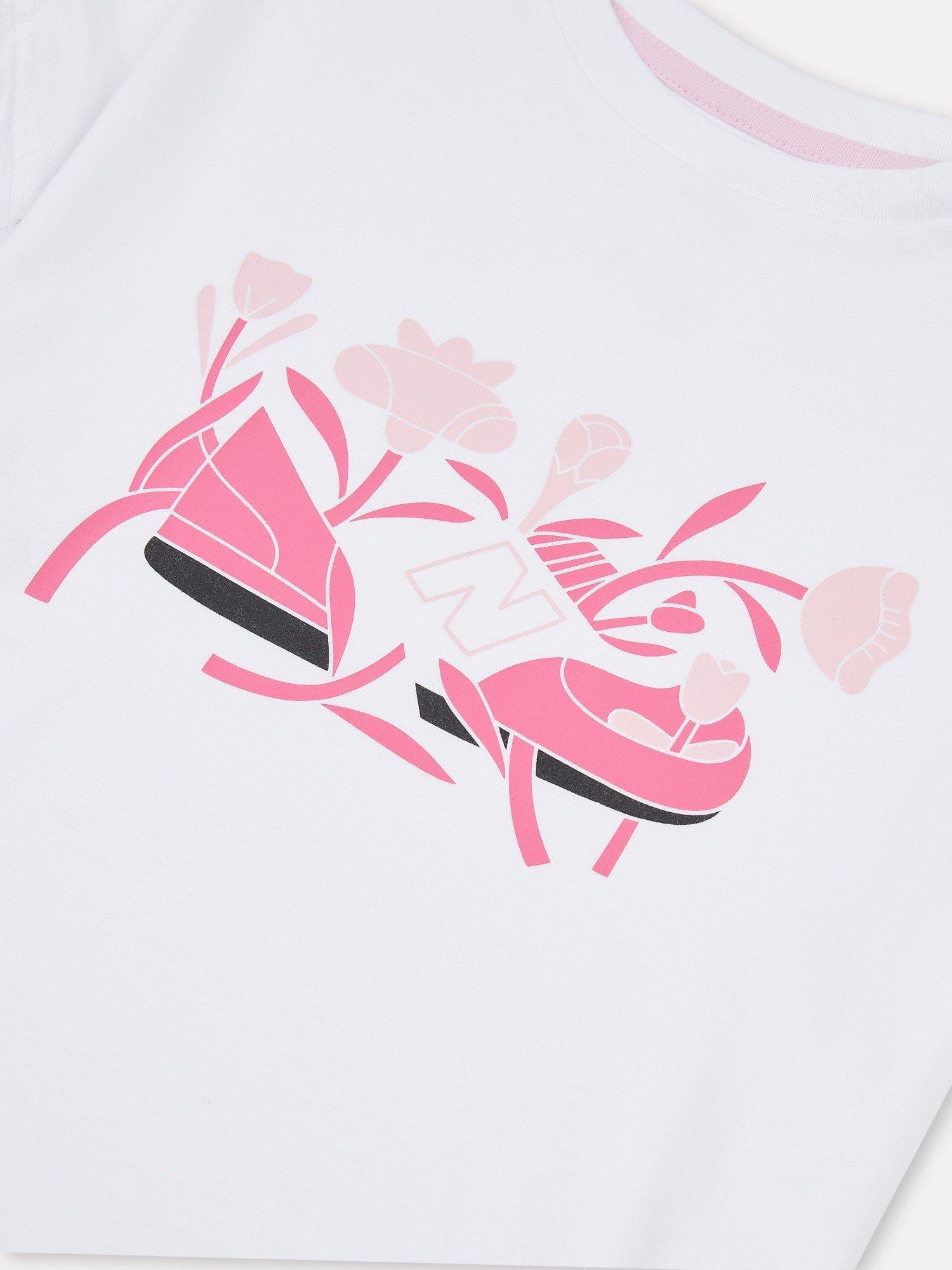 Product image 4 of 5, which shows New Balance Kids' Floral Shoe Graphic Tee and Leggings, Bright White, 7-8 years