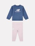 New Balance Kids' Stacked Logo Crew Neck Top and Leggings Set, Light Raspberry