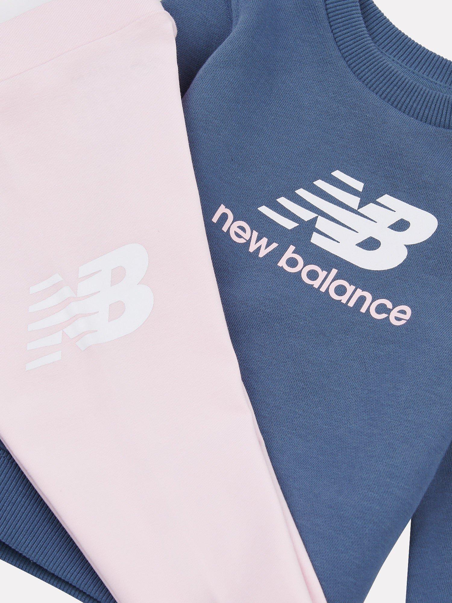 Product image 3 of 5, which shows New Balance Kids' Stacked Logo Crew Neck Top and Leggings Set, Light Raspberry, 12 months