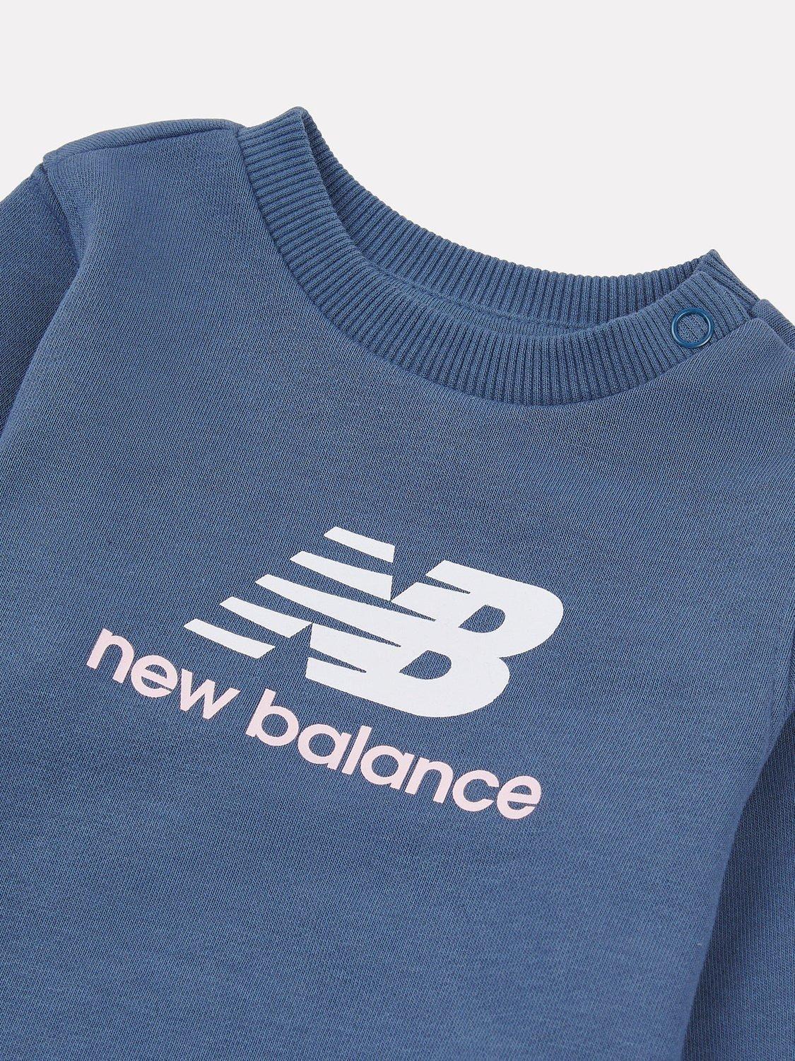 Product image 4 of 5, which shows New Balance Kids' Stacked Logo Crew Neck Top and Leggings Set, Light Raspberry, 12 months
