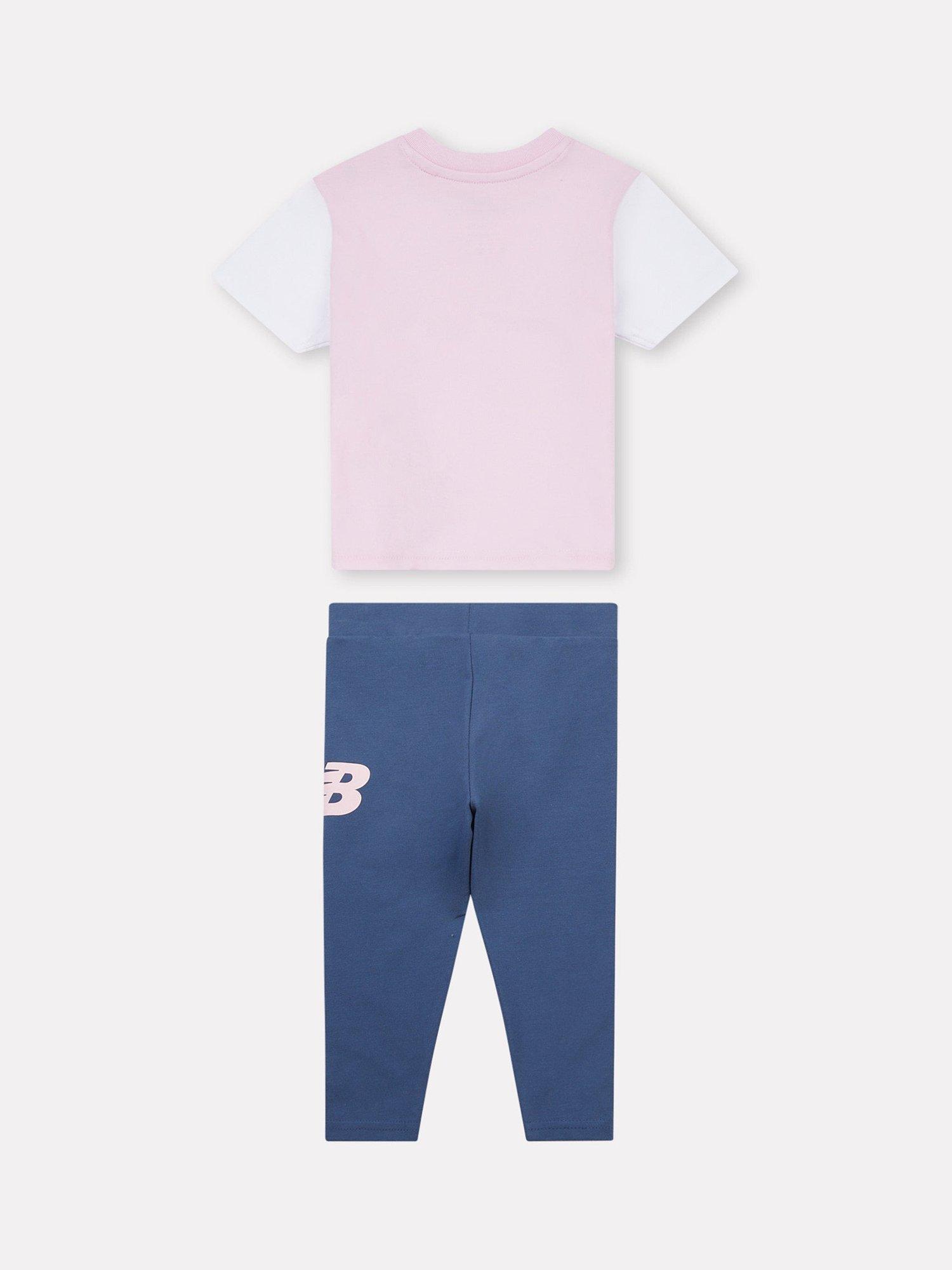 Product image 2 of 5, which shows New Balance Kids' Jersey T-Shirt and Leggings Set, Vintage Indigo, 12 months