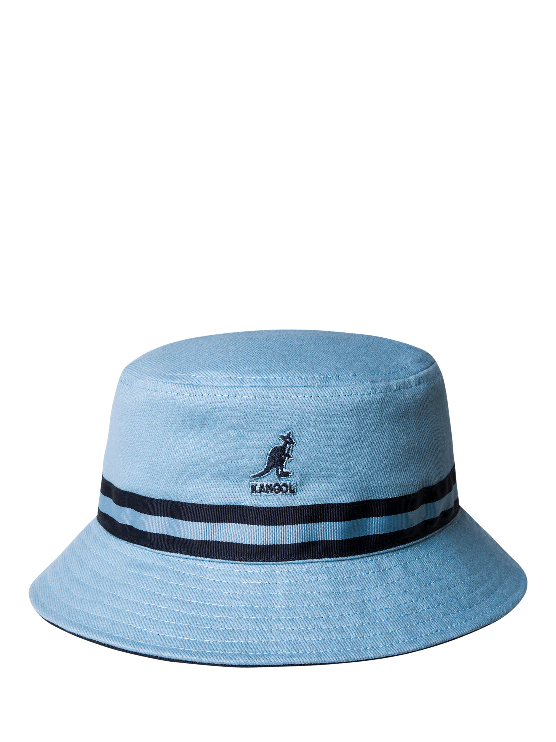 Product image 1 of 1, which shows Kangol Cotton Stripe Bucket Hat, Light Blue, S
