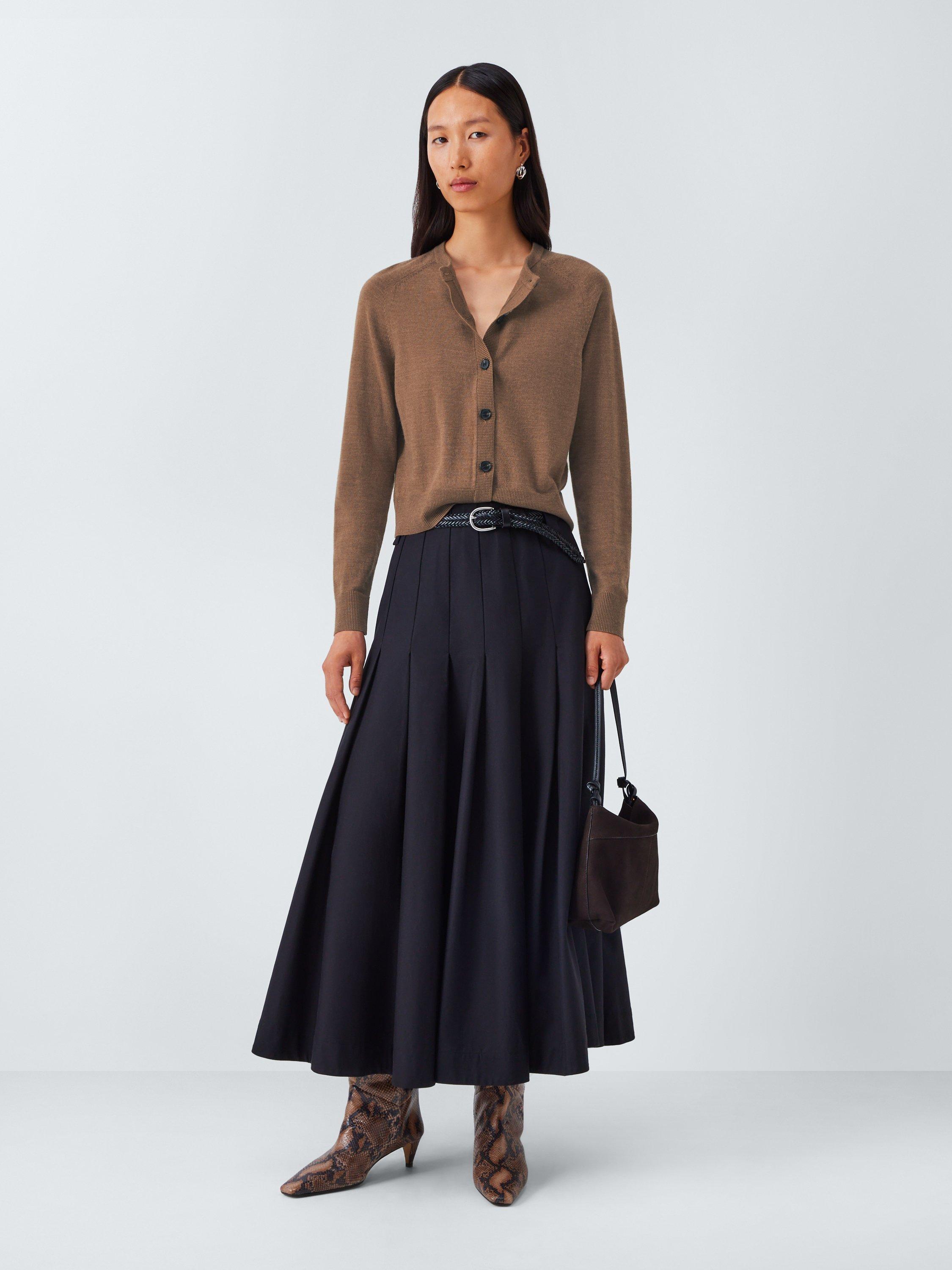 Product image 3 of 6, which shows John Lewis Crew Neck Merino Wool Cardigan, Tan, 8
