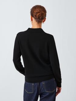 John Lewis Half Placket Collar Merino Wool Jumper - view 2, Black