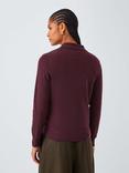 John Lewis Half Placket Collar Merino Wool Jumper, Berry