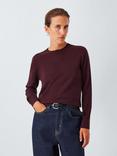 John Lewis Merino Wool Crew Neck Jumper, Berry