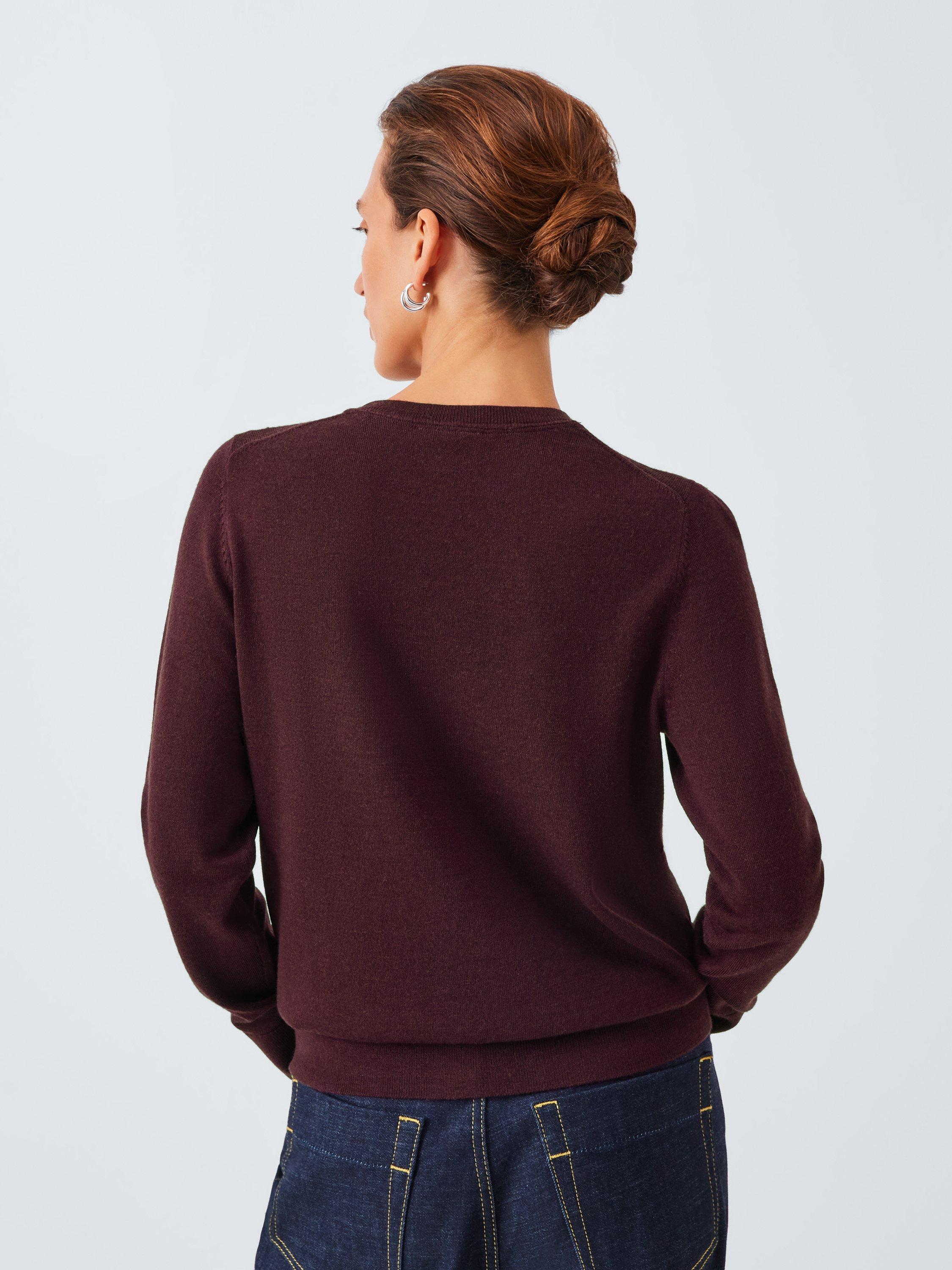 Product image 2 of 6, which shows John Lewis Merino Wool Crew Neck Jumper, Berry, 8