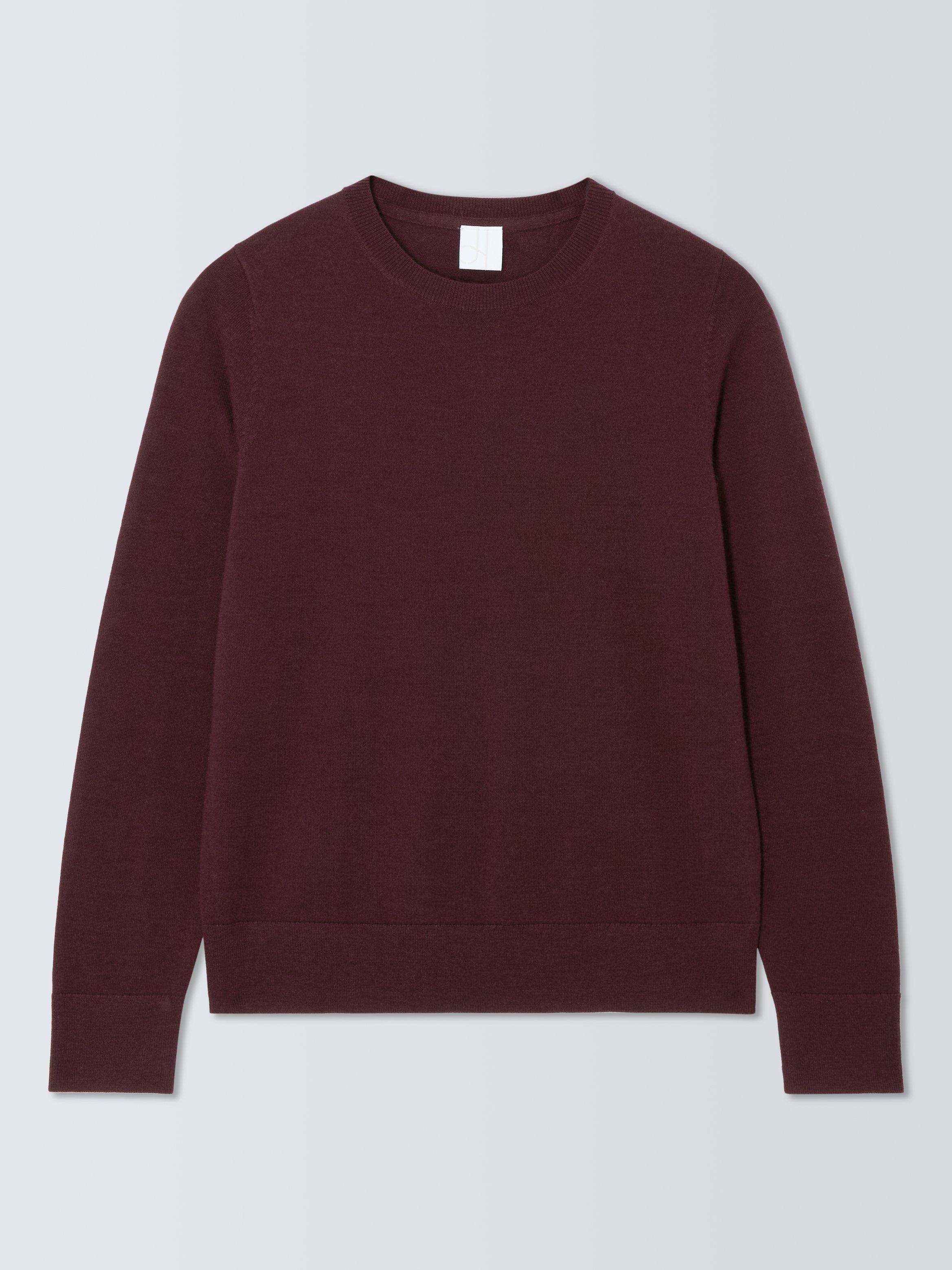 Product image 3 of 6, which shows John Lewis Merino Wool Crew Neck Jumper, Berry, 8