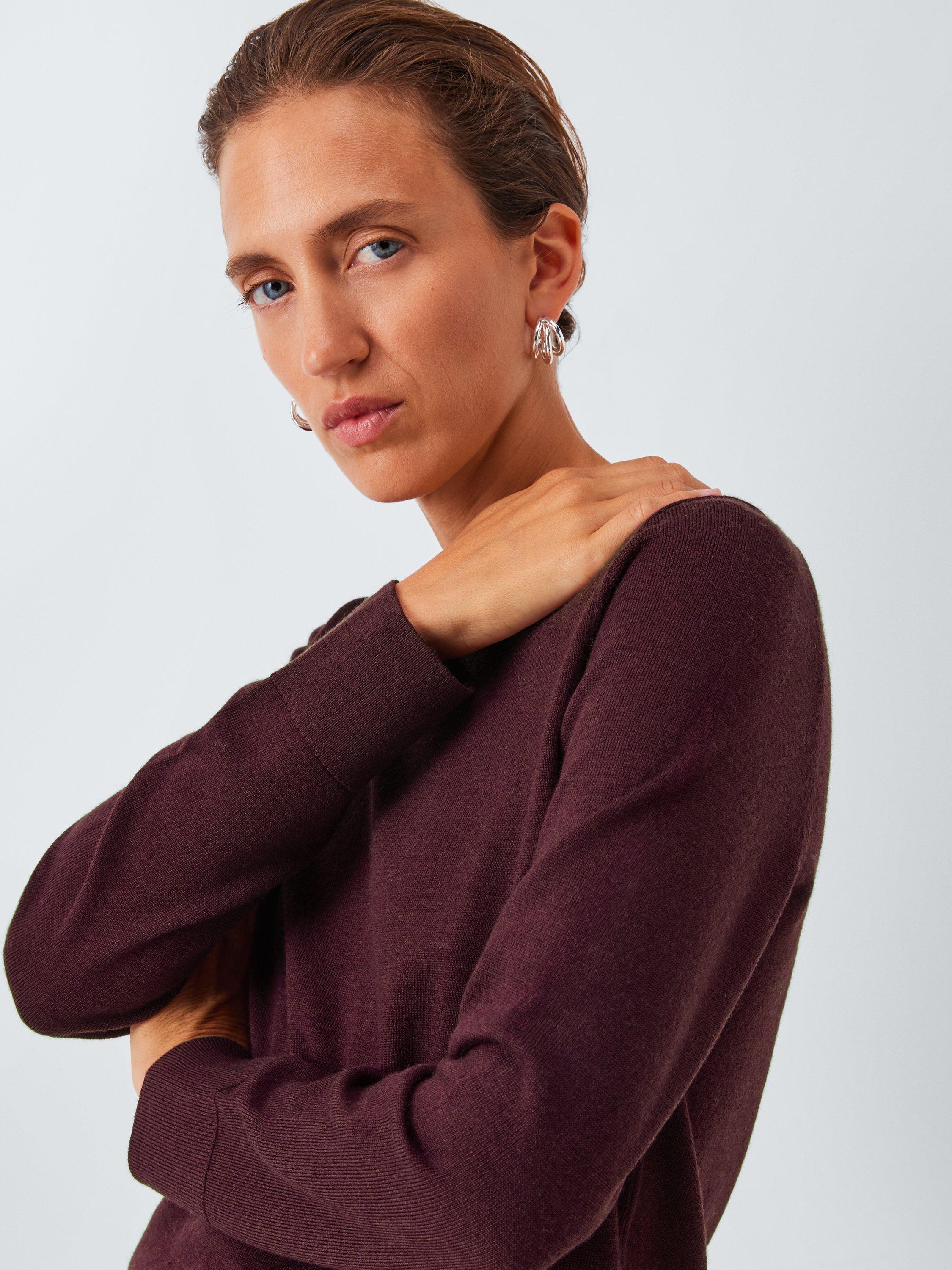 Product image 5 of 6, which shows John Lewis Merino Wool Crew Neck Jumper, Berry, 8