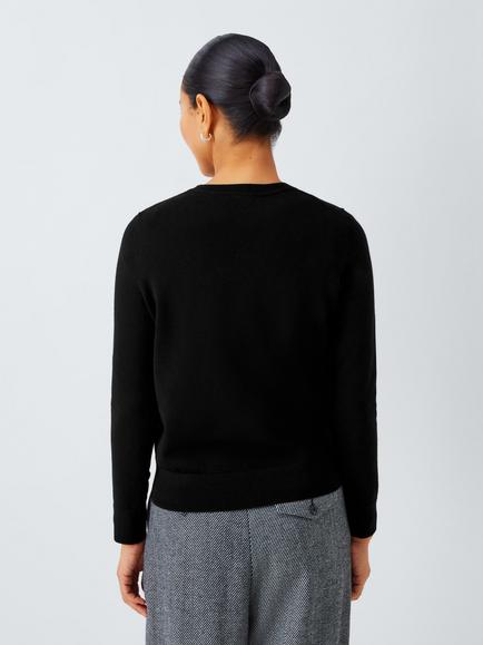 John Lewis Merino Wool Crew Neck Jumper - view 2, Black