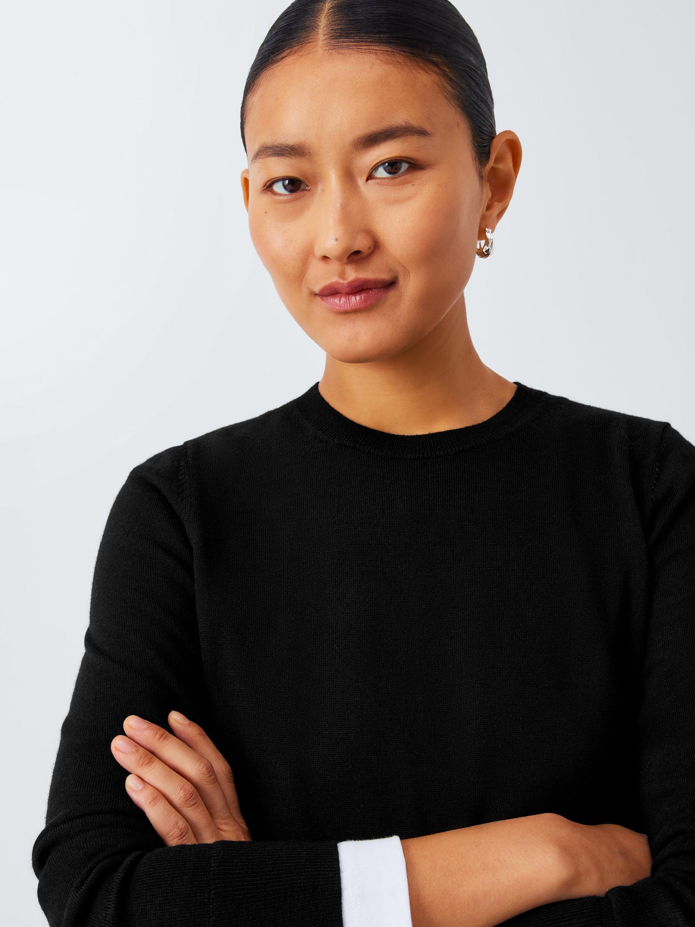 Product image 5 of 6, which shows John Lewis Merino Wool Crew Neck Jumper, Black, 8